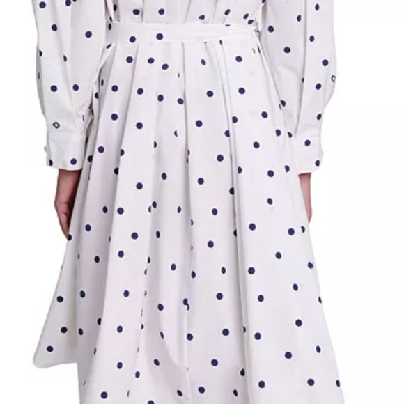 Maje Paris White Navy Polka Dot Belted Dress NWT Sz 4 - Picture 2 of 9